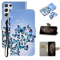 thumbnail image 1 of SaniMore for Samsung Galaxy S23 Ultra 6.8" 2023 Wallet Case, Color Painting Pattern with Kickstand Card Slots Detachable Wrist Strap Girls Women PU Leather Case Magnetic Clasp, Butterflies, 1 of 8