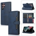 thumbnail image 1 of SaniMore for Samsung Galaxy S23 Ultra 6.8" Case, Samsung Galaxy S23 Ultra Wallet Case with Card Holder & Powerful Magnetic Flip Kickstand Shockproof PU Leather Wrist Strap Folio Cover, Darkblue, 1 of 7