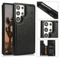 thumbnail image 1 of SaniMore for Samsung Galaxy S23 Ultra 6.8" Magnetic Button Wallet Case, PU Leather Embossed Pattern Cover with Card Slot & Kickstand Shockproof Protective Shell for Women Ladies, Black, 1 of 9