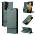 thumbnail image 1 of SaniMore for Samsung Galaxy S23 Ultra 6.8" PU Leather Case, Solid Color Magnetic Closure Flip Wallet Cover Built-in 3 Card Slots & Multi-Angle Kickstand Full Body Protective Shell, Darkgreen, 1 of 8