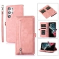 thumbnail image 1 of SaniMore Samsung Galaxy S23 Ultra Business Case (6.8"), Zipper Wallet + Magnetic Clasp + Card Slots + Flip Kickstand + Wrist/Crossbody Strap [Shockproof Anti-fall] Full-body Protective Shell, Rosegold, 1 of 9