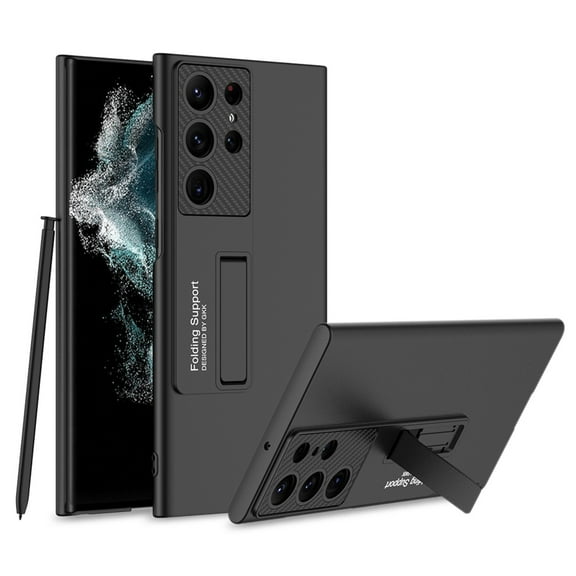 SaniMore for Samsung Galaxy S23 Ultra Camera Protection Case, Rugged PC Magnetic Cover Support Wireless Charging & Folding Kickstand Ultra-Thin Upgraded Military Shockproof Protective Shell, Black