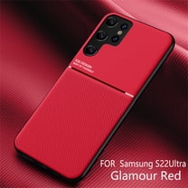 SaniMore for Samsung Galaxy S23 Ultra Case (6.8 inch 2023), PU Leather Magnetic Case Built-in Car Mount Shock Absorption TPU Rubber Luxury Hybrid Cover for Samsung Galaxy S23 Ultra, Red
