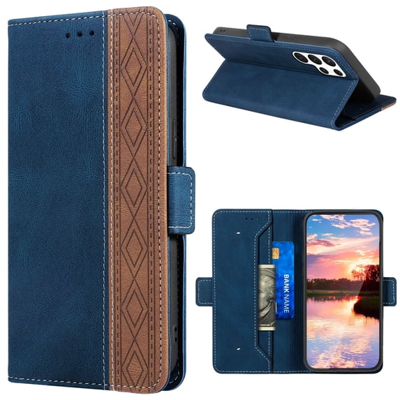 SaniMore Samsung Galaxy S23 Ultra Case (6.8 inch 2023), PU Leather Wallet Rfid Blocking Card Slots Cover with Magnetic Closure Flip Kickstand Full Protective Shockproof Folio Shell, lue