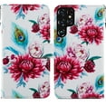 thumbnail image 1 of SaniMore for Samsung Galaxy S23 Ultra Case, Anti-Fall Shock Protection Magnetic Wallet Cover for Samsung S23 Ultra with Hand Strap [Card Holder & Kickstand] PU Leather Painted Pattern, Flower, 1 of 7