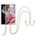 thumbnail image 1 of SaniMore for Samsung Galaxy S23 Ultra Case, Marble Pattern 3 in 1 Heavy Duty Shockproof Full Body Hard PC IMD Bumper Crossbody Lanyard Women Girls Shockproof Cover for Galaxy S23 Ultra, Rose-Carmine, 1 of 7