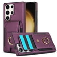 thumbnail image 1 of SaniMore for Samsung Galaxy S23 Ultra Case with Metal Rotating Ring Kickstand RFID Blocking Card Slots PU Leather Anti-scractch Wear-resitant Shockproof Wallet Cover for Samsung S23 Ultra, Purple, 1 of 9