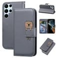 thumbnail image 1 of SaniMore for Samsung Galaxy S23 Ultra Case, PU Leather Flip Folio Cover with Stand, Card Slots, [Lovely Pet Magnetic Clasp] Full Protetcion Shockproof TPU Wallet Shell for Samsung S23 Ultra, Gray, 1 of 10
