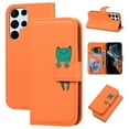 thumbnail image 1 of SaniMore for Samsung Galaxy S23 Ultra Case, PU Leather Flip Folio Cover with Stand, Card Slots, [Lovely Pet Magnetic Clasp] Full Protetcion Shockproof TPU Wallet Shell for Samsung S23 Ultra, Orange, 1 of 10