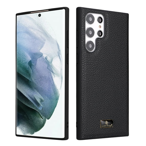 SaniMore for Samsung Galaxy S23 Ultra Case, PU Leather Rugged PC Shockproof Tough Anti-Fingerprint Ultra Slim Lightweight Luxury Anti-scratch Wear-resistant Durable Cover, Woven Black