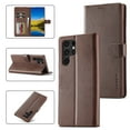 thumbnail image 1 of SaniMore for Samsung Galaxy S23 Ultra Case, PU Leather Skin & Soft TPU Inner Shell [Card Holder + Cash Pocket + Flip Kickstand] Magnetic Closure Protective Wallet Cover For Galaxy S23 Ultra, Brown, 1 of 9
