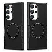 SaniMore for Samsung Galaxy S23 Ultra Case, Rugged PC Back Shockproof TPU Bumper Wireless Charging Strong Magnetic Shell Slim Lightweight Heavy Duty Protective Cover for Galaxy S23 Ultra, Black