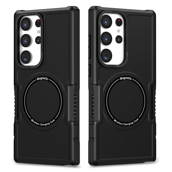 SaniMore for Samsung Galaxy S23 Ultra Case, Rugged PC Back Shockproof TPU Bumper Wireless Charging Strong Magnetic Shell Slim Lightweight Heavy Duty Protective Cover for Galaxy S23 Ultra, Black