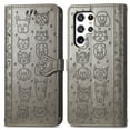 thumbnail image 1 of SaniMore for Samsung Galaxy S23 Ultra PU Leather Flip Wallet Case, Cat Dog Cartoon Cute Style with ID Card Holder Kickstad Cover Case with Wrist Strap for Galaxy S23 Ultra 6.8" 2023, Gray, 1 of 11