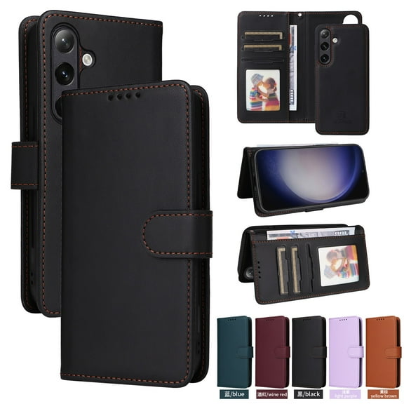 SaniMore for Samsung Galaxy S23 Wallet Case, Detachable Strong Magnetic PU Leather Flip Cover PU Leather Magnetic Shell Card Slots Cash Pocket Wristlet Strap Full Body Protective Stand Shell, Black