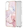 thumbnail image 1 of SaniMore for Samsung Galaxy S24 2024 Case with Wireless Charging Shockproof TPU Backplane Glitter Marble Pattern Fashion Design Anti-drop Anti-fingerprint Skin-feel Cover For Galaxy S24, Rosegold, 1 of 5