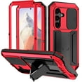 thumbnail image 1 of SaniMore for Samsung Galaxy S24 5G 2024 Rugged case with Screen Protector, Stand Camera Slide Cover for Samsung S24 Metal Military Sturdy Armour Shockproof Cover for Man Outdoor, Red, 1 of 8