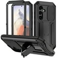 thumbnail image 1 of SaniMore for Samsung Galaxy S24 5G 2024 Rugged case with Screen Protector, Stand Camera Slide Cover for Samsung S24 Metal Military Sturdy Armour Shockproof Cover for Man Outdoor, Black, 1 of 8