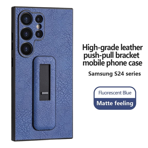 SaniMore for Samsung Galaxy S24 5G PU Leather Back Case, Slim All-Inclusive Case with Push-Pull Stand, Camera Lens Protection Shockproof Elegant Cover for Galaxy S24 6.2" 2024, Blue