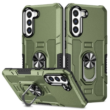 SaniMore for Samsung Galaxy S24 6.1" 2024 Case, Magnetic Car Mount 360°Rotating Kickstand Heavy Duty Protective Shock-resistant Hybird Cover [Rugged PC Back & TPU Bumper]For Samsung Galaxy S24, Green