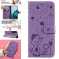 thumbnail image 1 of SaniMore for Samsung Galaxy S24 6.1" 2024 Case, PU Leather Skin with Embossed Cat Flip Magnetic Cover Card Slots Kickstand Detachable Lanyard Full Around Wallet Case For Samsung Galaxy S24, Purple, 1 of 7
