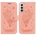 thumbnail image 1 of SaniMore for Samsung Galaxy S24 Case Flower Embossed Design, Card Wallet Cover for Women Girls with Card Holder Kickstand Wrist Strap PU Leather All-Round Shock Protection Shell, Pink, 1 of 7