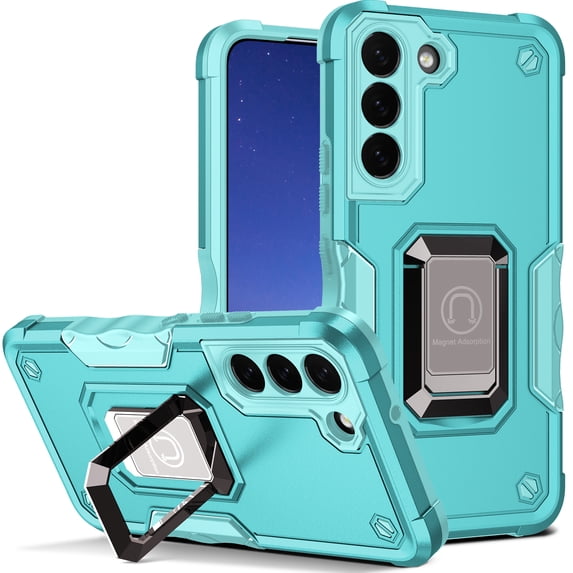 SaniMore for Samsung Galaxy S24 Case, Galaxy S24 Case with Kickstand Armor Magnetic Ring Rugged Protective Military Grade Shockproof Case for Galaxy S24 6.2" 2024, Mint