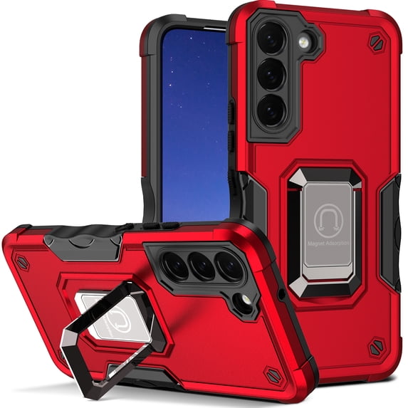 SaniMore for Samsung Galaxy S24 Case, Galaxy S24 Case with Kickstand Armor Magnetic Ring Rugged Protective Military Grade Shockproof Case for Galaxy S24 6.2" 2024, Red