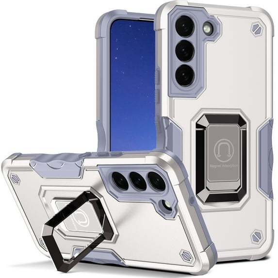 SaniMore for Samsung Galaxy S24 Case, Galaxy S24 Case with Kickstand Armor Magnetic Ring Rugged Protective Military Grade Shockproof Case for Galaxy S24 6.2" 2024, White