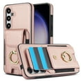 thumbnail image 1 of SaniMore for Samsung Galaxy S24 Case with Metal Rotating Ring Kickstand RFID Blocking Card Slots PU Leather Anti-scractch Wear-resitant Shockproof Wallet Cover for Samsung S24, Rosegold, 1 of 9