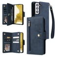 thumbnail image 1 of SaniMore for Samsung Galaxy S24 Case, PU Leather 2 in 1 Zipper Wallet Removeable Wrist Strap Card Slots Cash Pocket Kickstand Shockproof Anti-fall Full Protective Shell For Samsung Galaxy S24, Blue, 1 of 15