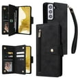 thumbnail image 1 of SaniMore for Samsung Galaxy S24 Case, PU Leather 2 in 1 Zipper Wallet Removeable Wrist Strap Card Slots Cash Pocket Kickstand Shockproof Anti-fall Full Protective Shell For Samsung Galaxy S24, Black, 1 of 15