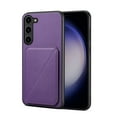 thumbnail image 1 of SaniMore for Samsung Galaxy S24 Case, PU Leather Skin & Rugged PC Backplane Card Slot [Up to 2] Shockproof Anti-fall Flip Kickstand Slim Lightweight Business Shell for Galaxy S24, Purple, 1 of 5
