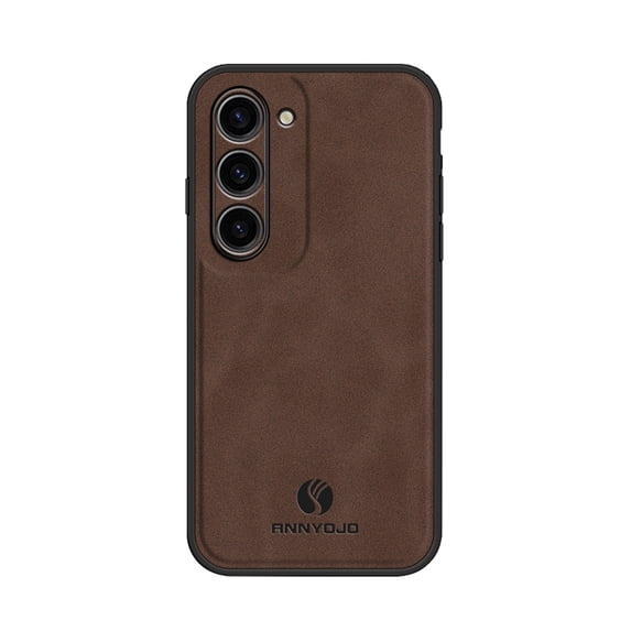 SaniMore for Samsung Galaxy S24 Case, PU Leather Skin Shockproof TPU Soft Wear-resistant Magnetic Car Mount Anti-scratch Anti-Drop Slim Cover for Samsung Galaxy S24, Brown