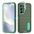 thumbnail image 1 of SaniMore for Samsung Galaxy S24 Hybird Case, [Tempered Glass Screen Protector] Rugged PC Back Shockproof TPU Shell Hidden Kickstand Drop Resistant Anti-slip Heavy Duty Protective Cover, F-Green/Cyan, 1 of 9