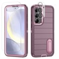 thumbnail image 1 of SaniMore for Samsung Galaxy S24 Hybird Case, [Tempered Glass Screen Protector] Rugged PC Back Shockproof TPU Shell Hidden Kickstand Drop Resistant Anti-slip Heavy Duty Protective Cover, G-Purple/Pink, 1 of 1