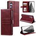 thumbnail image 1 of SaniMore for Samsung Galaxy S24 PU Leather Case, Wallet Design with Card Slots Cash Pocket [Wrist Strap] Flip kickstand Full Body Protection Magnetic Closure Business TPU Shell, Winered, 1 of 11