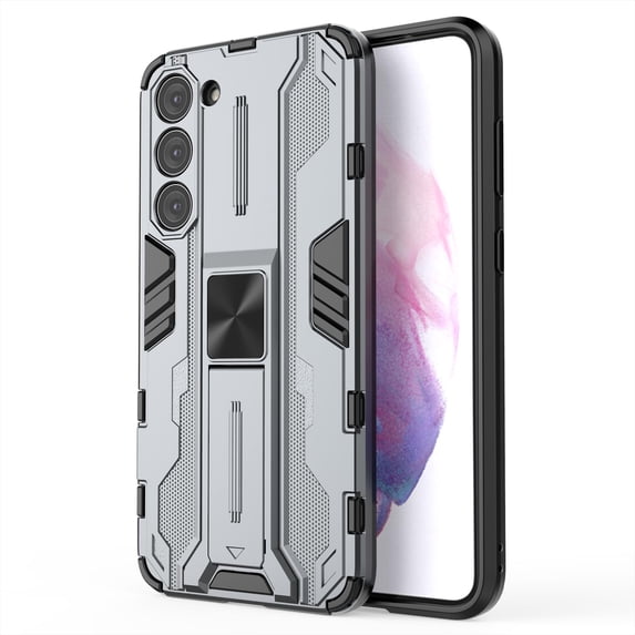 SaniMore for Samsung Galaxy S24 Plus 2024 Case with Hidden Bracket, Manetic Car Mount Hybird Heavy Duty Protective Tri-layer Shockproof Drop-proof Cover for Samsung Galaxy S24 Plus 2024, Gray