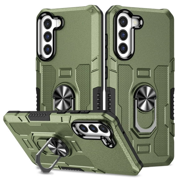 SaniMore for Samsung Galaxy S24 Plus 2024 Case, Magnetic Car Mount 360°Rotating Kickstand Heavy Duty Protective Shock-resistant Hybird Cover [Rugged PC Back & TPU Bumper] For S24 Plus, Green