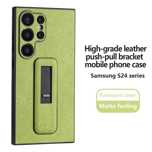 SaniMore for Samsung Galaxy S24 Plus 5G PU Leather Back Case, Slim All-Inclusive Case with Push-Pull Stand, Camera Lens Protection Shockproof Elegant Cover for Galaxy S24 Plus 6.7" 2024, Green