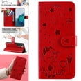 thumbnail image 1 of SaniMore for Samsung Galaxy S24 Plus 6.6" 2024 Case, PU Leather Skin with Embossed Cat Flip Magnetic Cover Card Slots Kickstand Detachable Lanyard Full Around Wallet Case For Galaxy S24 Plus, Red, 1 of 11