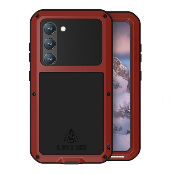 SaniMore for Samsung Galaxy S24 Plus 6.7" Case, Rugged Metal Armor Shockproof Cover Built-in Screen Protector Heavy Duty Protective Cover with Waterproof Dustproof for Samsung S24 Plus, Red