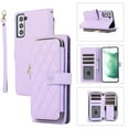 thumbnail image 1 of SaniMore for Samsung Galaxy S24 Plus Buisness Case, Zipper Purse [Card Holders] Magnetic Clasp Flip Kickstand Wrist/Crossbody Lanyard PU Leather Wear-resistant Full Protective Wallet Shell, Purple, 1 of 12