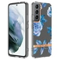 thumbnail image 1 of SaniMore for Samsung Galaxy S24 Plus Case, Flexible TPU Magnetic Cover Support Wireless Charging Slim Flower Grass Pattern Shockproof Protective Shell for Ladies Women Girls, Blue Flowers, 1 of 8