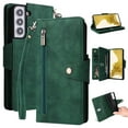 thumbnail image 1 of SaniMore for Samsung Galaxy S24 Plus Case, PU Leather 2 in 1 Zipper Wallet Removeable Wrist Strap Card Slots Cash Pocket Kickstand Shockproof Anti-fall Full Protective Shell For Galaxy S24 Plus, Green, 1 of 15