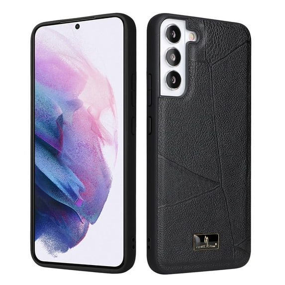 SaniMore for Samsung Galaxy S24 Plus Case, PU Leather Rugged PC Shockproof Tough Anti-Fingerprint Ultra Slim Lightweight Luxury Anti-scratch Wear-resistant Durable Cover, Cowhide Black