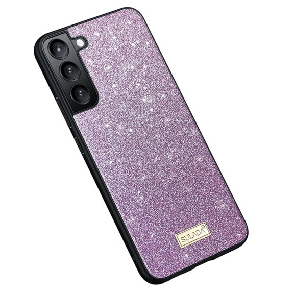 SaniMore for Samsung Galaxy S24 Plus Case, Shining Glitter Gift Cover for Women/Girls Support Folding Exquisite Luxury Hollow Out Button Design Shockproof Protection Cover, Purple