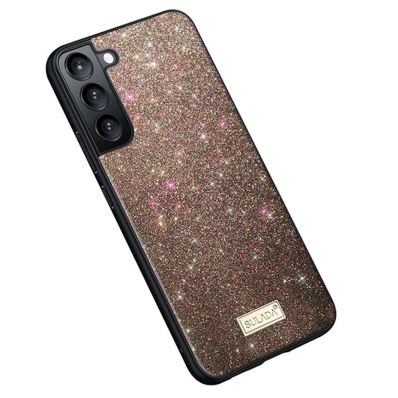 SaniMore for Samsung Galaxy S24 Plus Case, Shining Glitter Gift Cover for Women/Girls Support Folding Exquisite Luxury Hollow Out Button Design Shockproof Protection Cover, Brightcolor