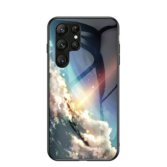 SaniMore for Samsung Galaxy S24 Ultra 2024 Case, Toughened Glass & TPU Bumpers Anti-Fall Strong Drop Resistant Lightweight Starry Sky Glass Full Body Protective Cover for Samsung S24 Ultra,Bright Star