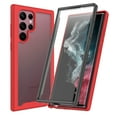 thumbnail image 1 of SaniMore for Samsung Galaxy S24 Ultra 2024, Rugged PC & TPU Bumpers Two-Layer Transparent Cover with PET Screen Protector [Anti-Yellowing] Shockproof Cover for Galaxy S24 Ultra, Red, 1 of 3